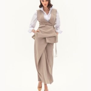 Комплект: жилет и юбка (светло-бежевый)